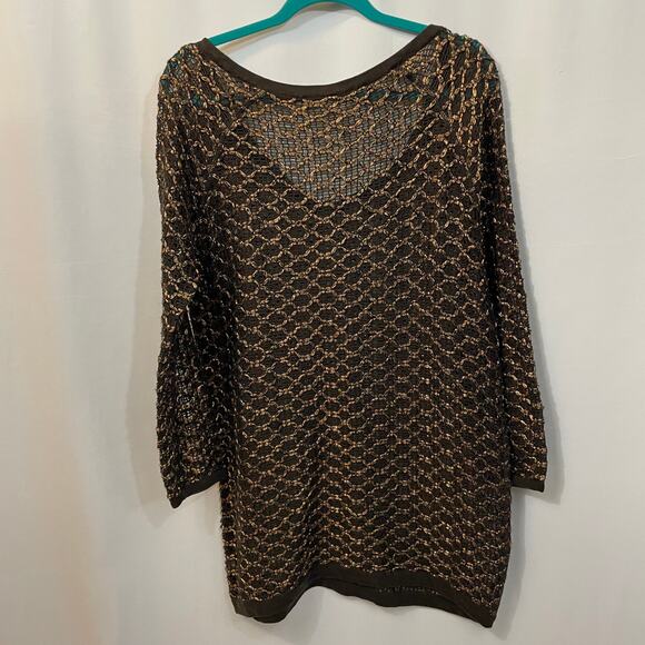 Free People New Romantics Joan of Arc Brown Gold Long Sleeve Sweater Dress Small - Picture 7 of 7